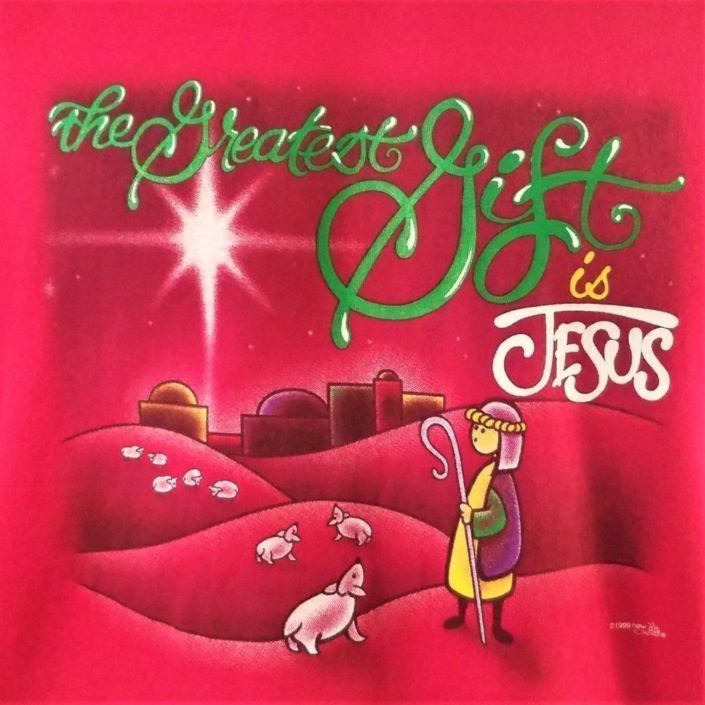Vintage 90s Christmas Tee Greatest Gift Is Jesus